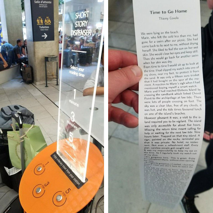 Novellákat nyomtat a várakozóknak az utcai automata