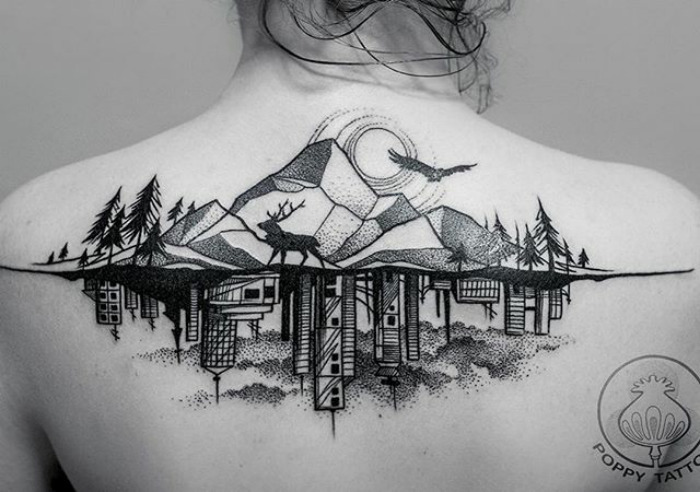 Meseszép, építészet ihlette tetoválások