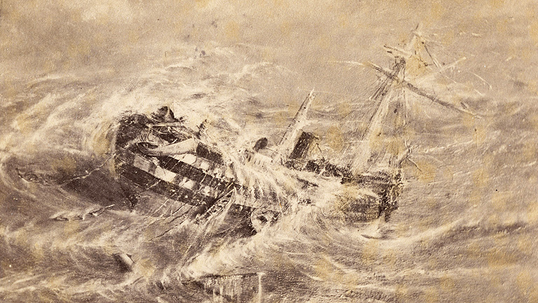 A Mary Celeste nevű hajó küzd a viharral Bermuda partjainál, 1872-ben (Fotó: Getty Images)