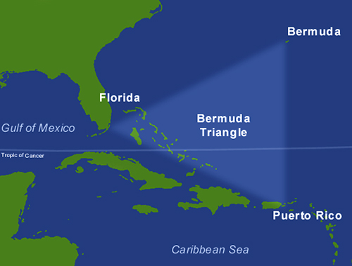 A Bermuda-háromszög a fenti területet jelöli (Fotó: Wikipedia)