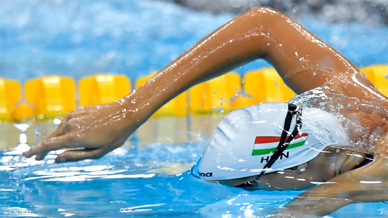 Kapás Boglárka a női 800 méteres gyorsúszás előfutamában a 17. vizes világbajnokságon a Duna Arénában 2017. július 28-án. MTI Fotó: Illyés Tibor