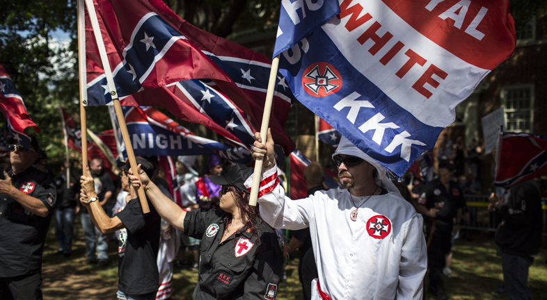 Charlottesville-ben a Ku Klux Klan is tüntetett Lee tábornok szobrának eltávolítása ellen (Fotó: Getty Images)