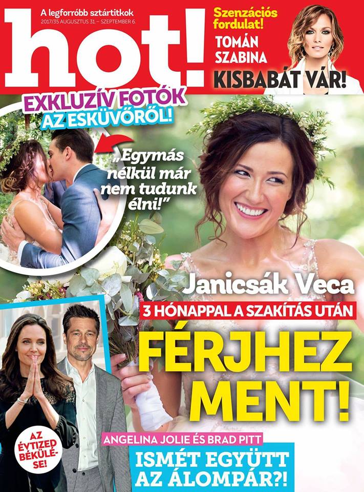Janicsák Veca esküvői fotói a Hot! magazinban jelentek meg