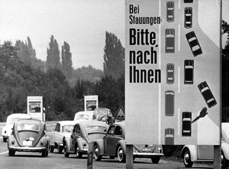 autó vezetés cippzárazás forgalom forgalmi dugó Németország retro