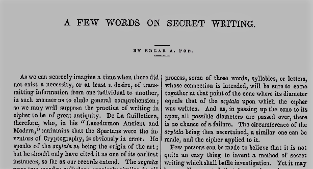 Edgar Allan Poe cikk titkosírás újság