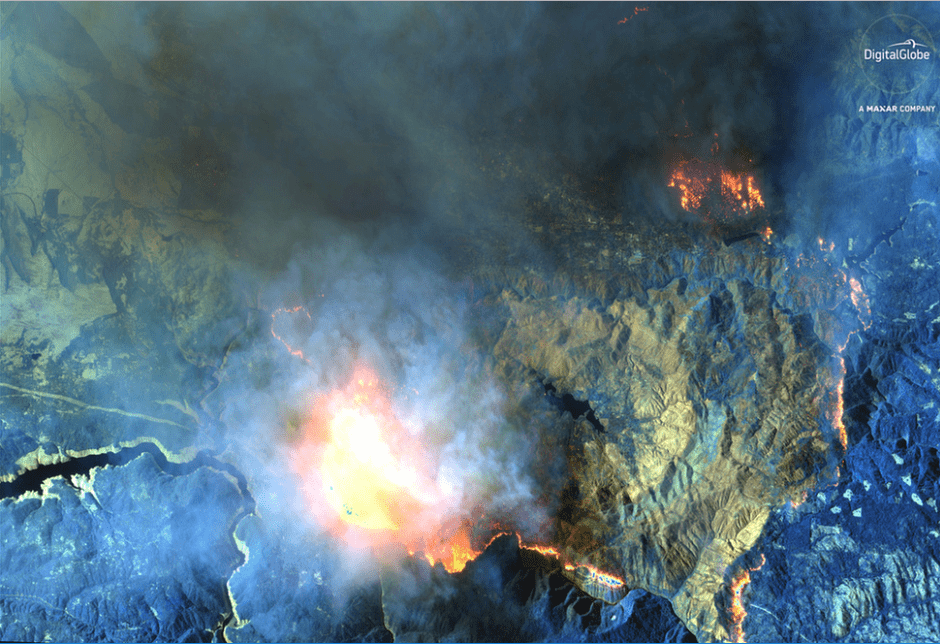 tűzvész kalifornia űr fotó