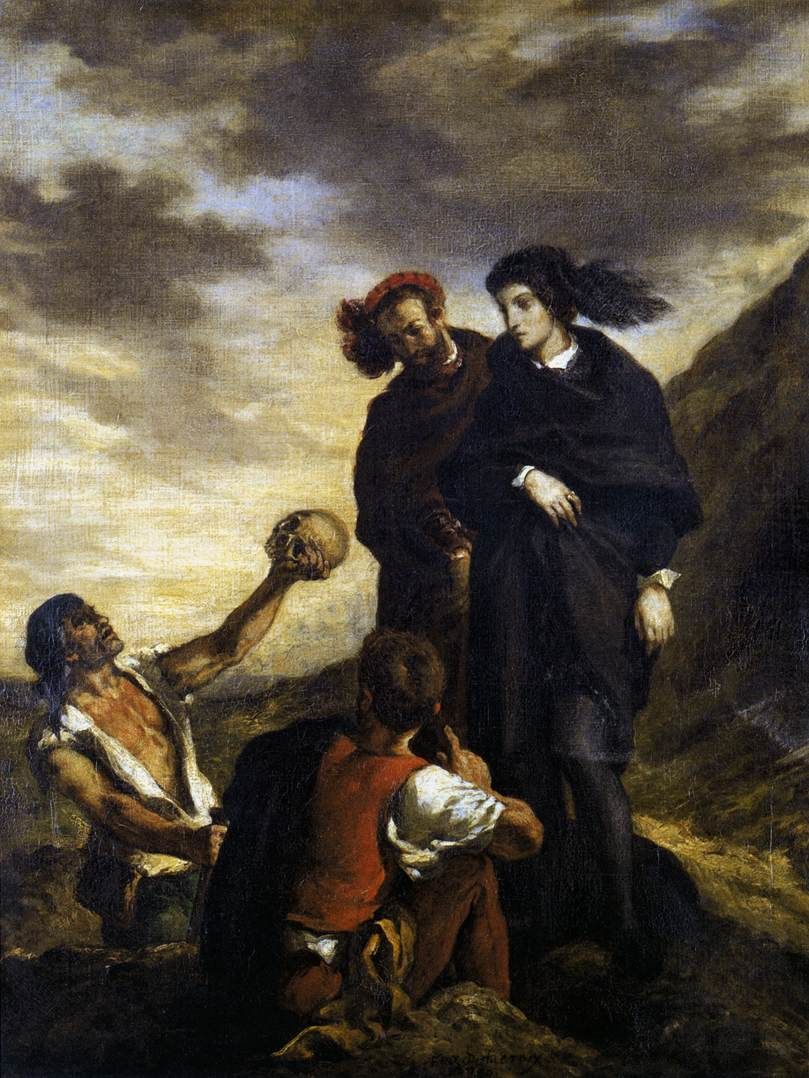Hamlet a temetőben Eugène Delacroix festményén (Forrás: Wikipedia)