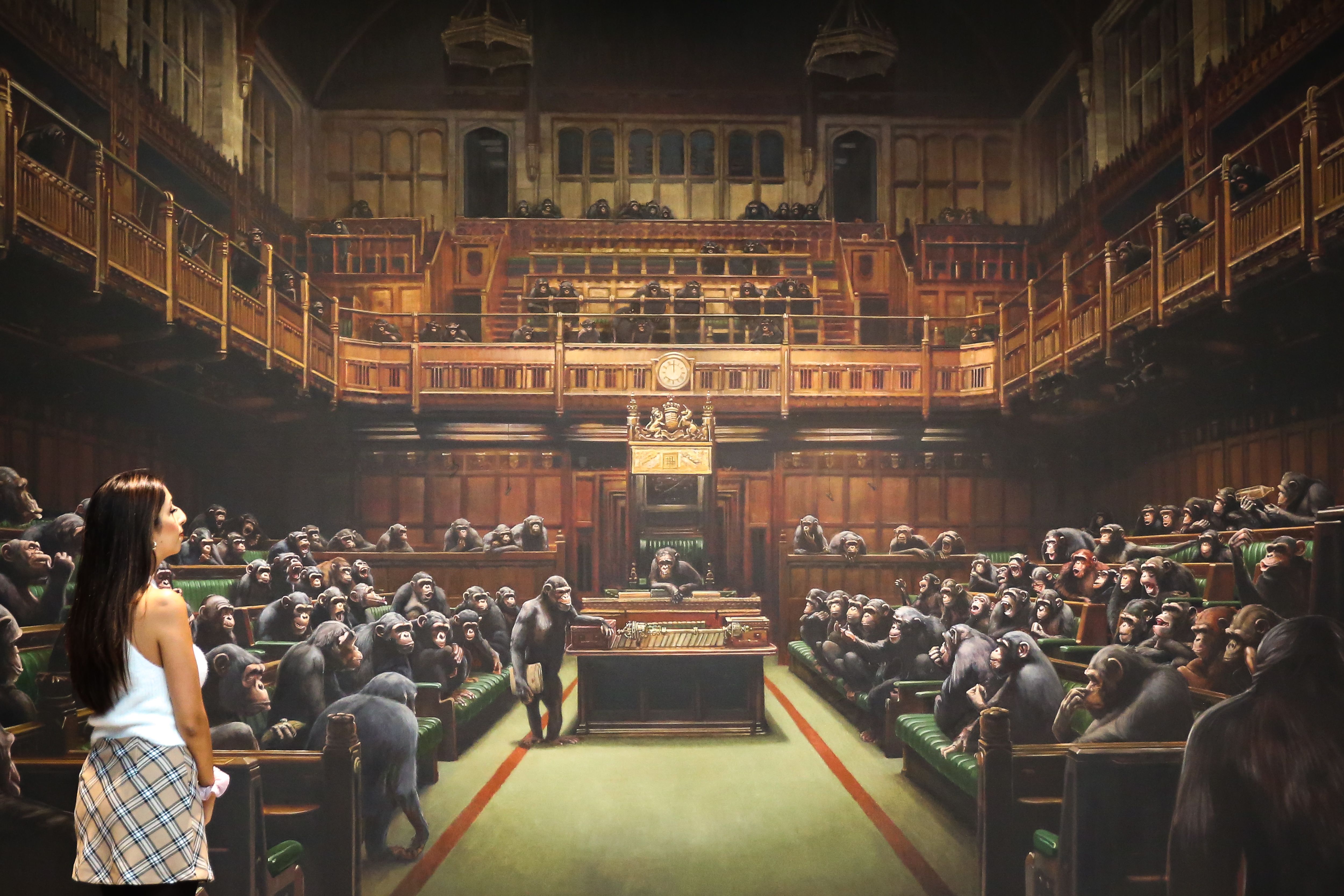 Banksy majomparlamentje (fotó: Steve Taylor/SOPA Images/LightRocket via Getty Images)