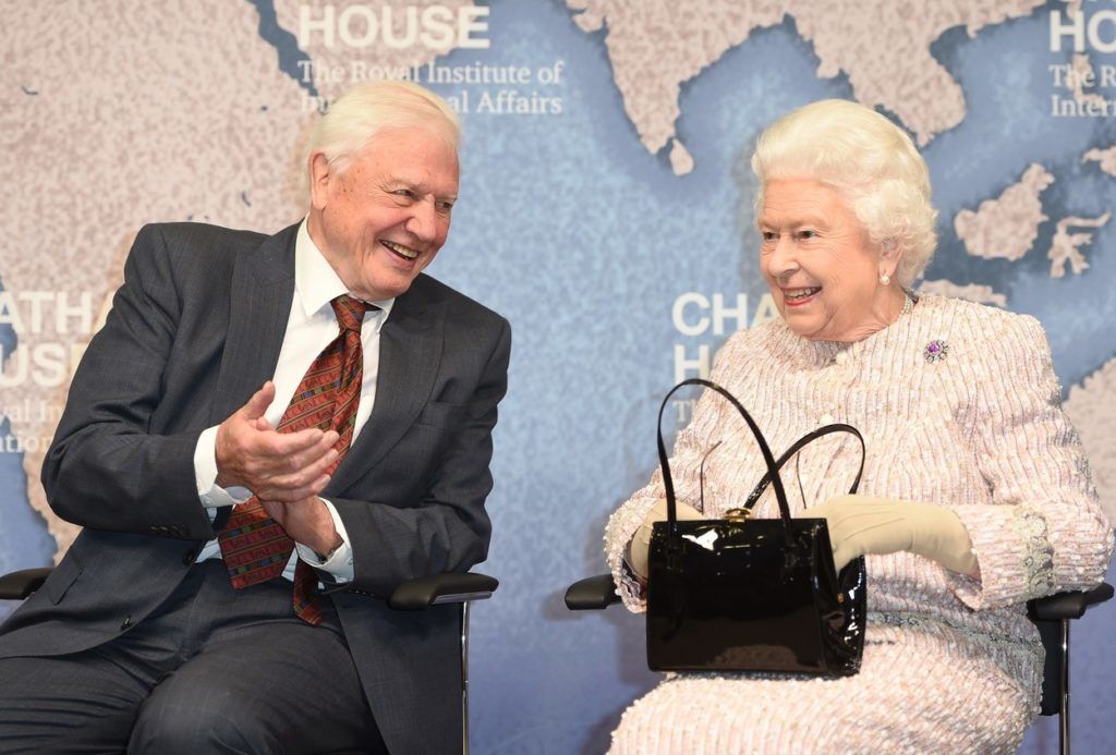 Sir David Attenborough és II. Erzsébet királynő egy rendezvényen (Fotó: Backgrid UK / Profimedia)