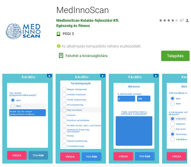 MedInnoScan orvosi applikáció - van kórház, ahol ezen keresztül működik a bőrgyógyászati távorvoslás
