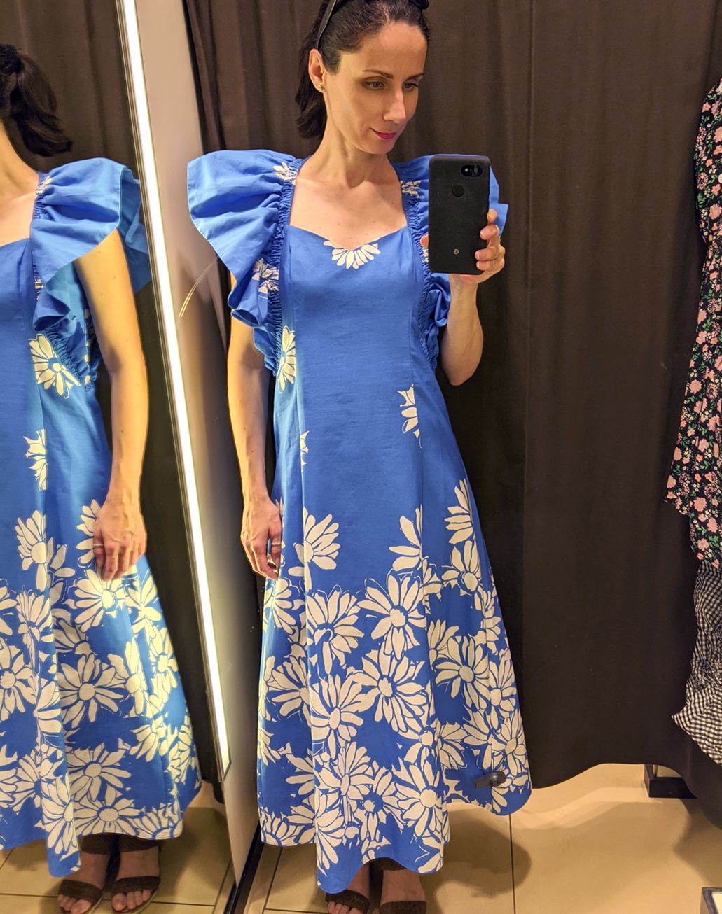 virágos, kék ruha Zara