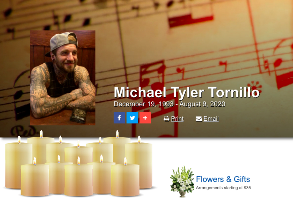 Michael Tyler Tornillo 26 évesen hunyt el