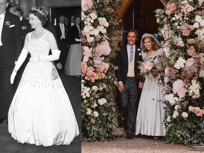 II. Erzsébet az Arábiai Lawrence premierjén és unokája, Beatrix az esküvőjén