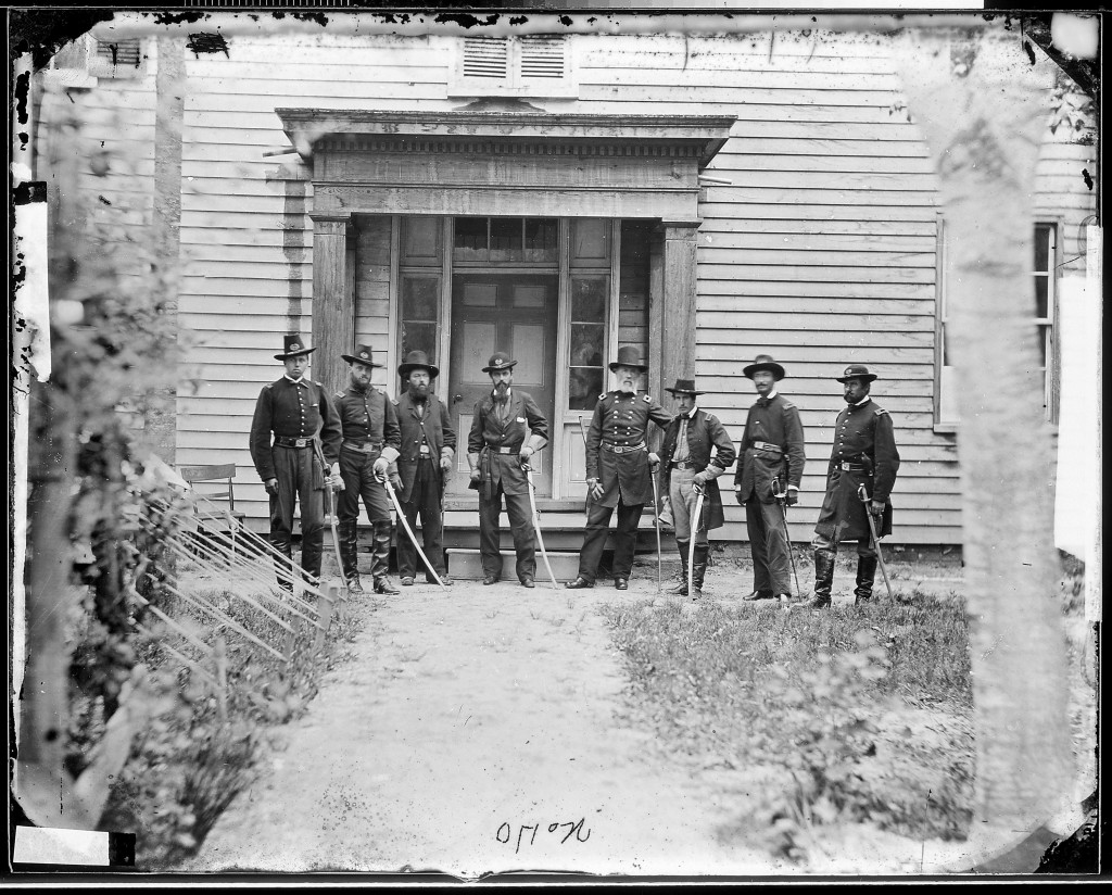 Polgárháborús katonák 1861 körül, Mathew Brady fotóján (forrás: Wikipedia)