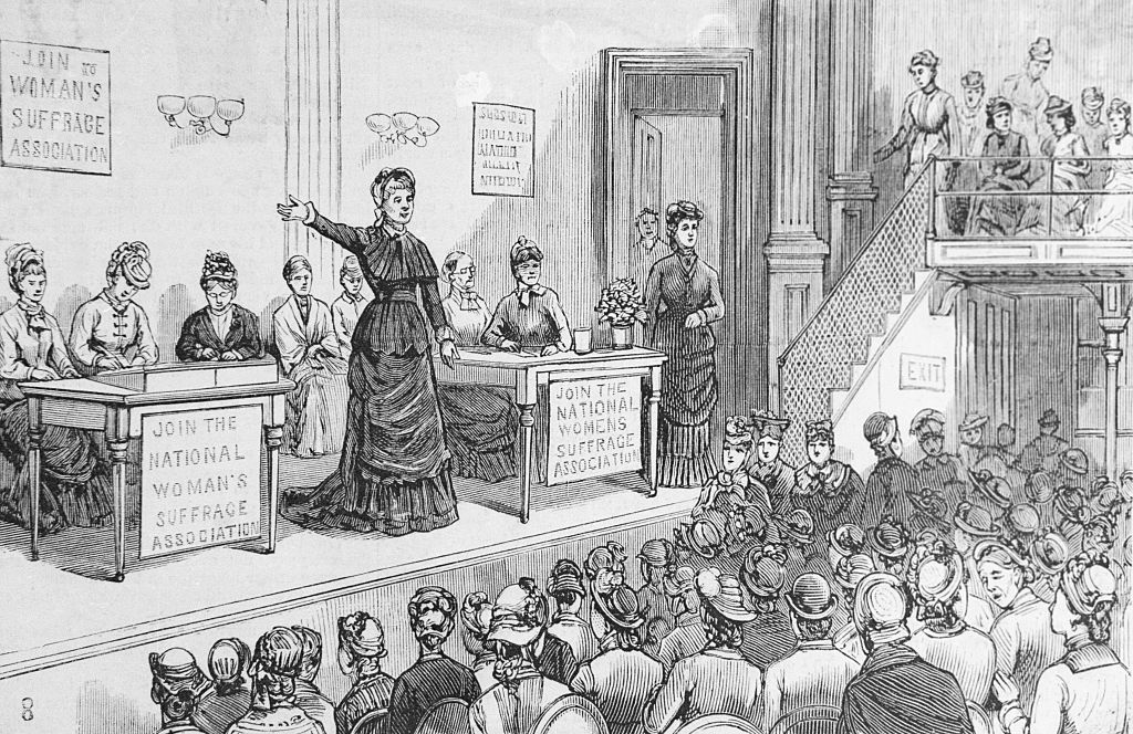 A National Woman's Suffrage Association ülése 1880-ban. Fotó: Getty Images
