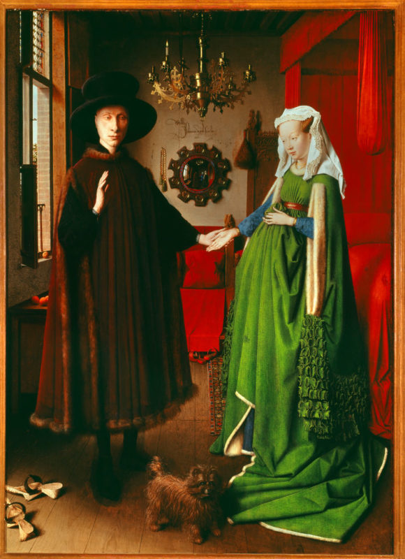 Jan Van Eyck: Anolfini házaspár című 1434-es fetményén is látható egy korabeli tükör (Fotó: Christophel Fine Art/Universal Images Group via Getty Images)