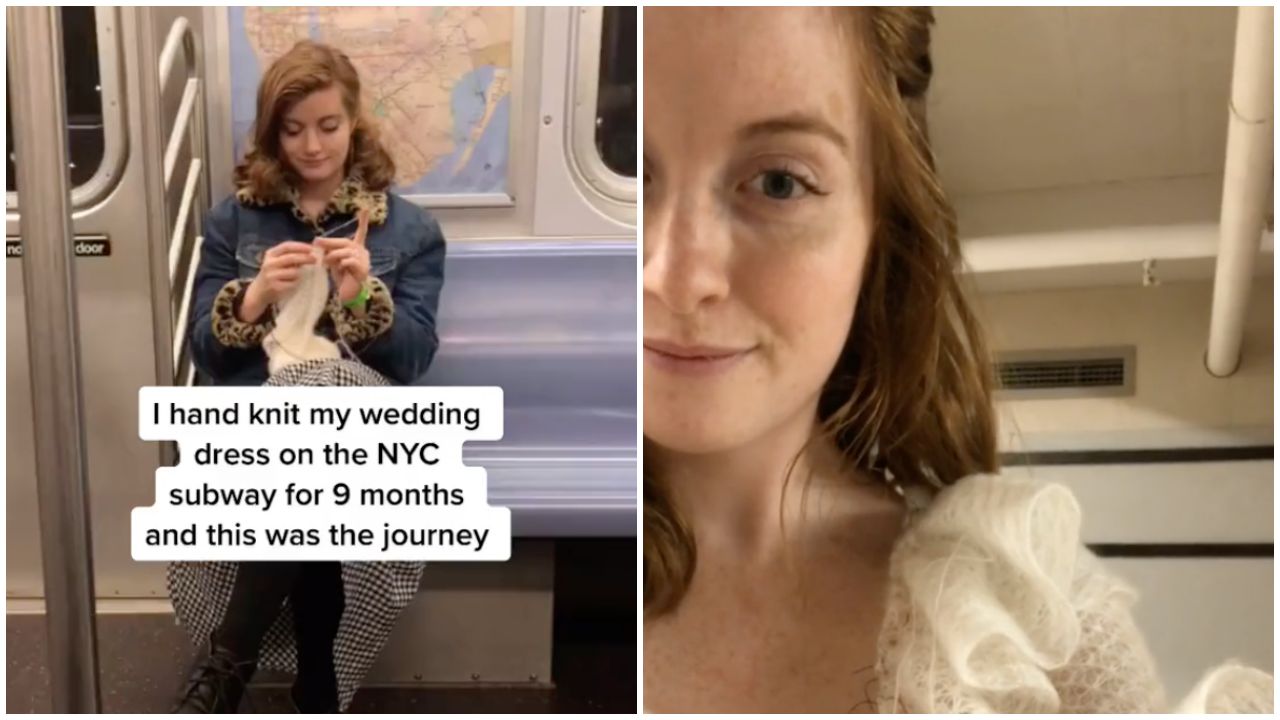 A metrón utazva kötötte meg a menyasszonyi ruháját