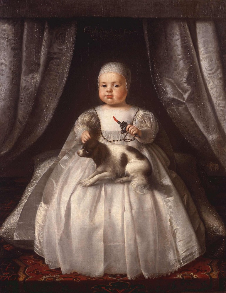 II. Károly angol király szoknyában és kiskutyával (forrás: Wikipedia)