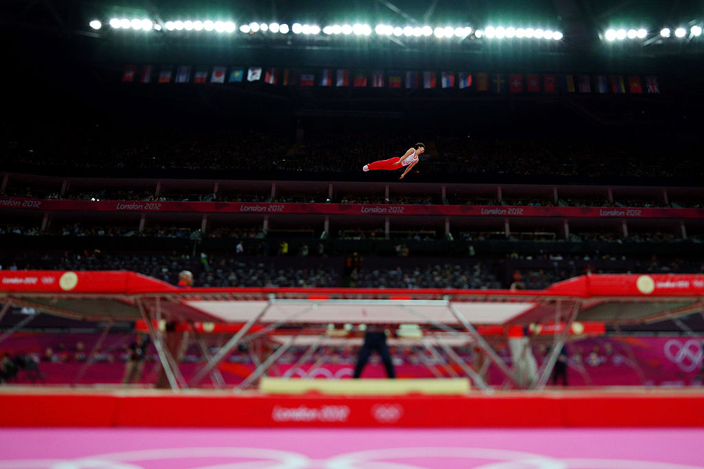Yasuhiro Ueyama férfi trambulinozó a 2012-es londoni olimpián (Fotó: Cameron Spencer/Getty Images)