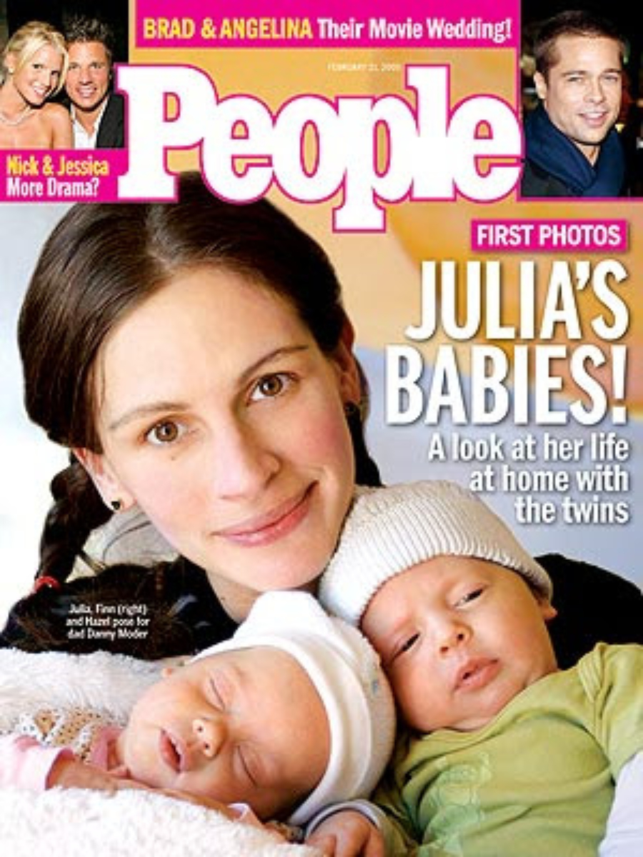 Julia Roberts ikrei 2004-ben születtek, nem sokkal később már a címlapon szerepeltek. a Fotók édesapjuk készítette