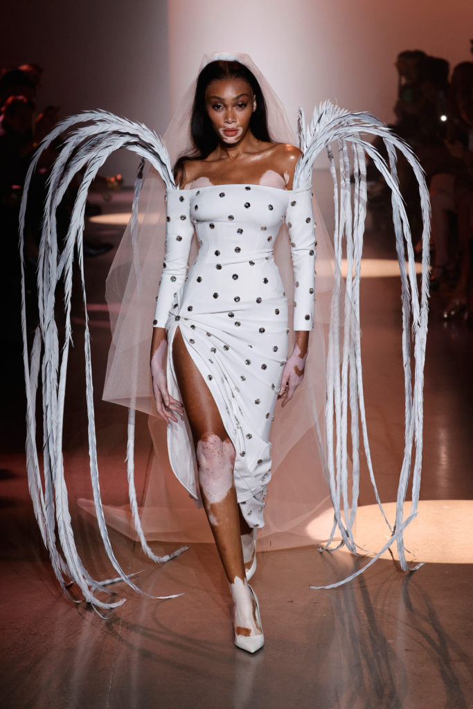 NEW YORK, NEW YORK - SEPTEMBER 10: Model Winnie Harlow walks the runway for Christian Cowan NYFW Spring/Summer '22 Show during NYFW: The Shows at Gallery at Spring Studios on September 10, 2021 in New York City. (Photo by Frazer Harrison/Getty Images for Christian Cowan)