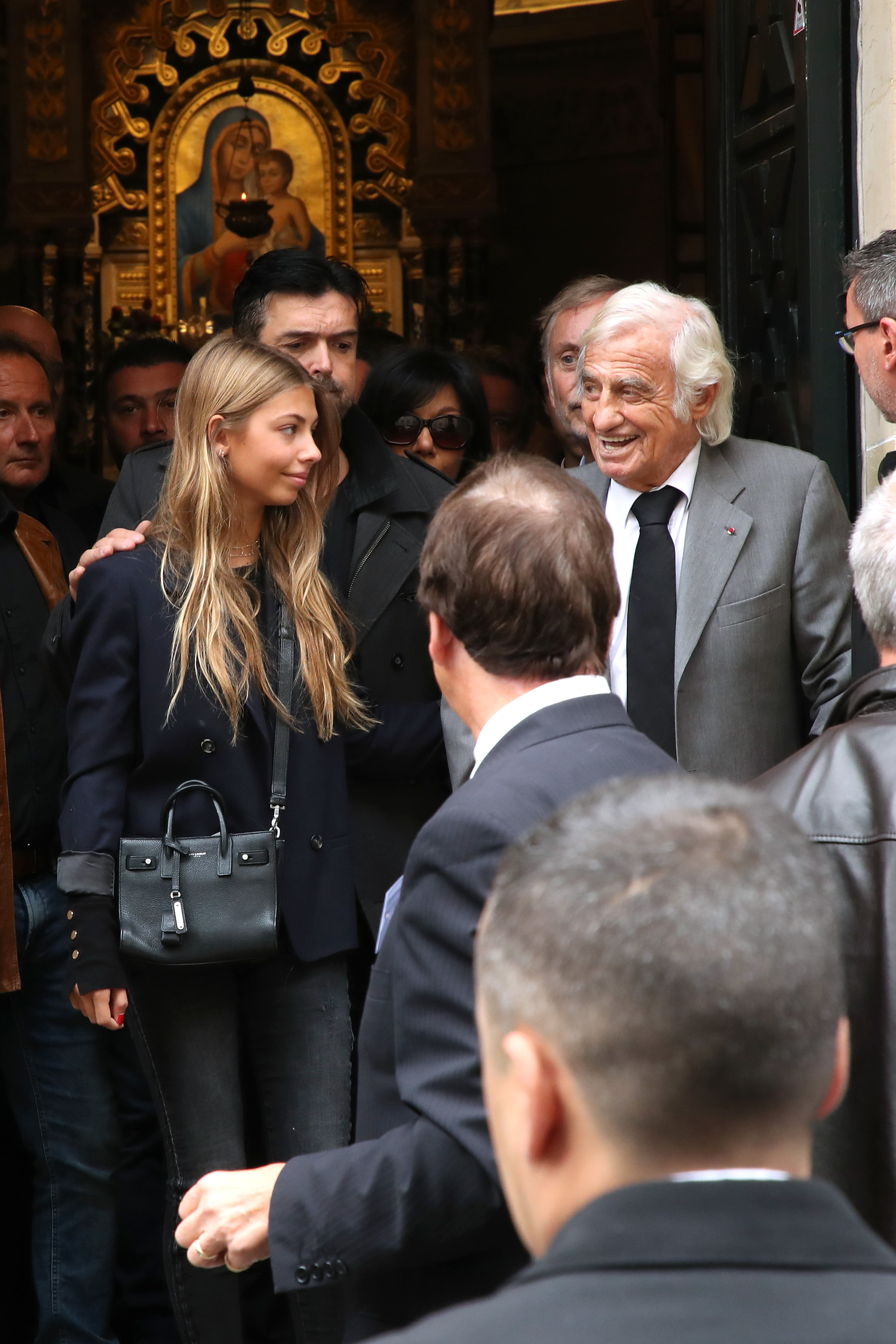 Jean-Paul Belmondo és a lánya, Stella Belmondo Charles Gerard temetésén 2019-ben