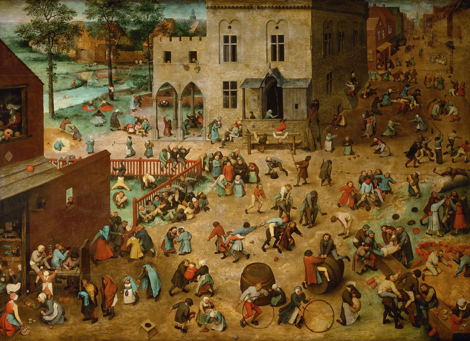 Gyerekek és felnőttek játszanak Pieter Bruegel festményén (forrás: Wikipedia)