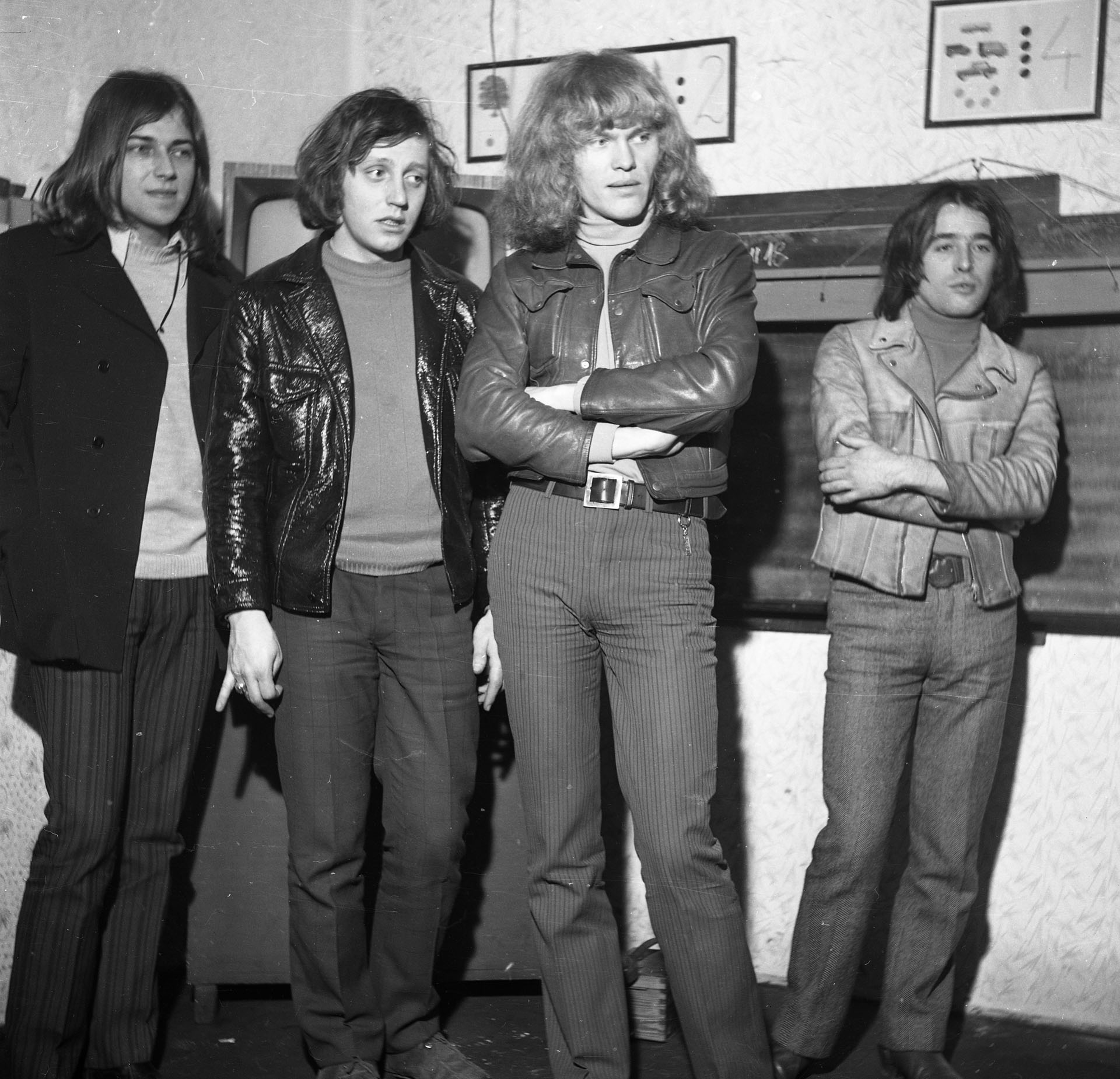 Molnár György, Mihály Tamás, Kóbor János és Laux József, 1970. (Fotó: Fortepan)