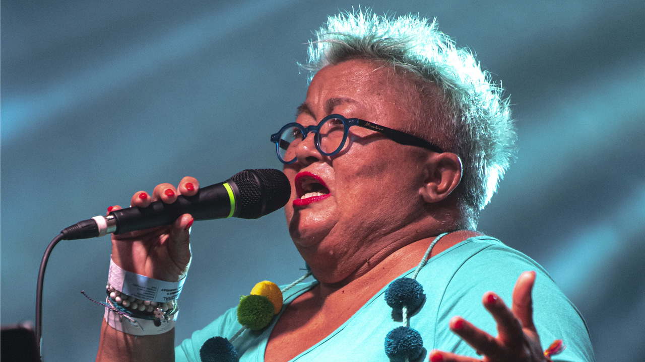 Falusi Mariann énekes a Kiscsillag együttes koncertjén a 28. Budapest Borfesztiválon a Budai várban 2019. szeptember 5-én. MTI/Szigetváry Zsolt