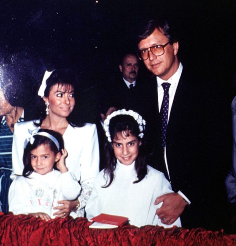 Maurizio Gucci, a felesége Patrizia és lányaik