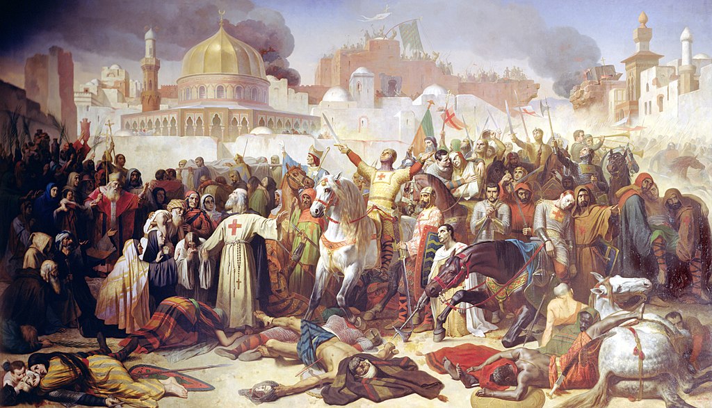 A keresztesek beveszik Jeruzsálem városát Émile Signol festmnyén (forrás: Wikipedia)