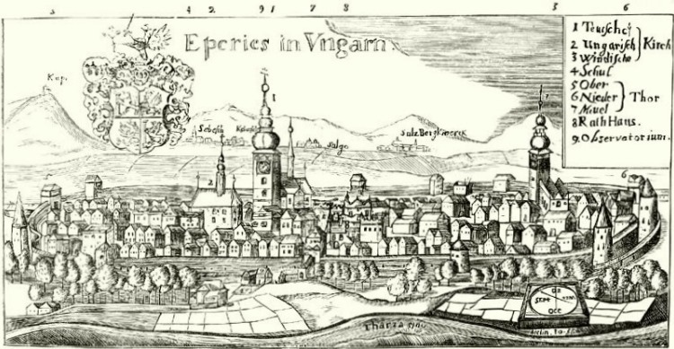 Eperjes 1662-ben (forrás: Wikipedia)