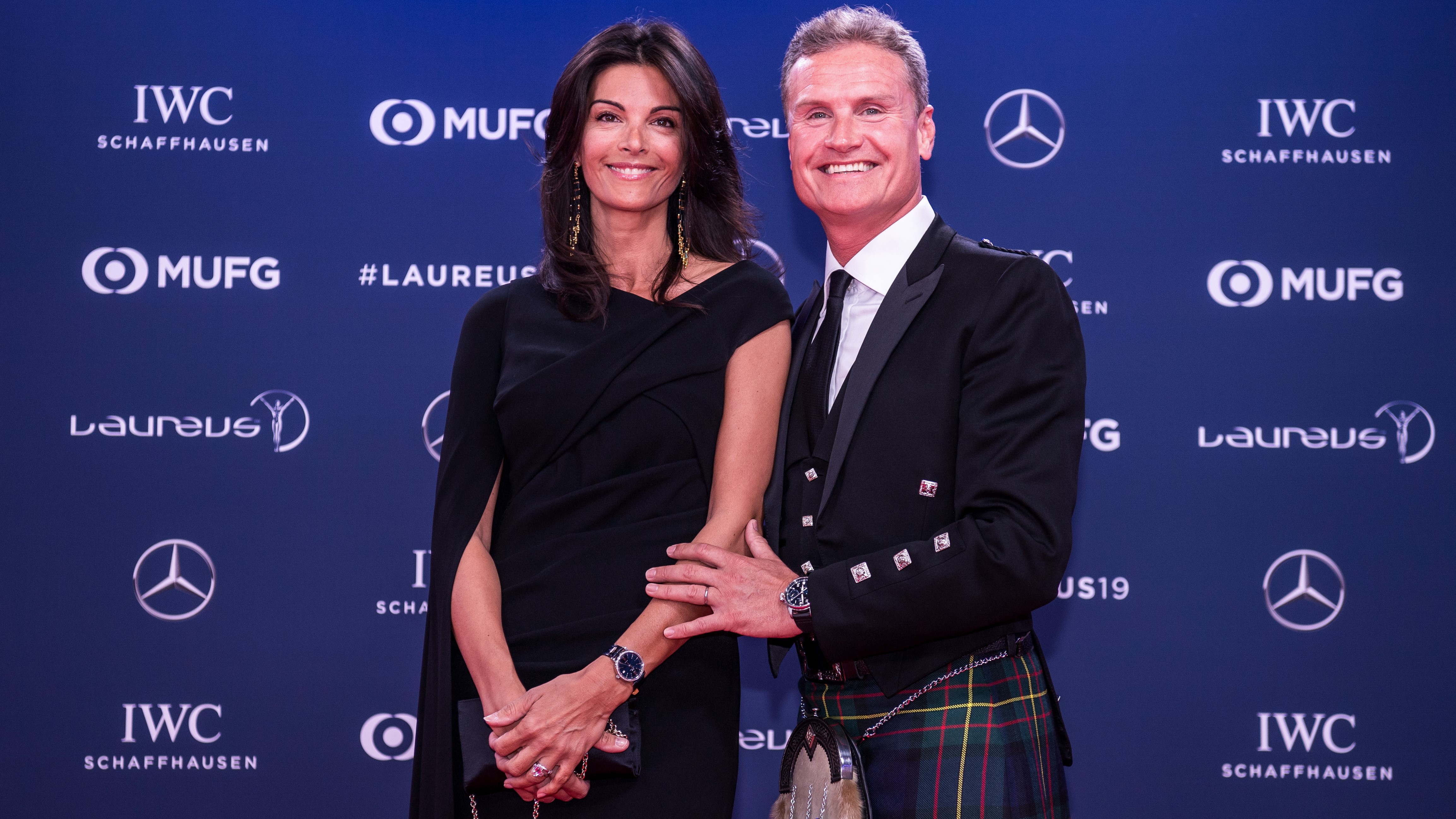 David Coulthard és felesége, Karen Minier még 2019-ben (Fotó: Lukas Schulze/Getty Images )