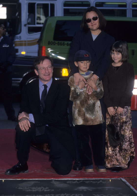 Robin Williams, felesége Marsha, és gyermekeik, Zelda és Cody