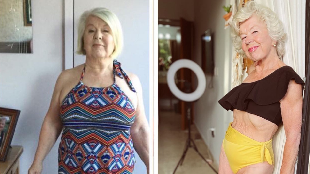 Joan MacDonald, a 75 éves fitneszinfuleszer az átalakulása előtt és után