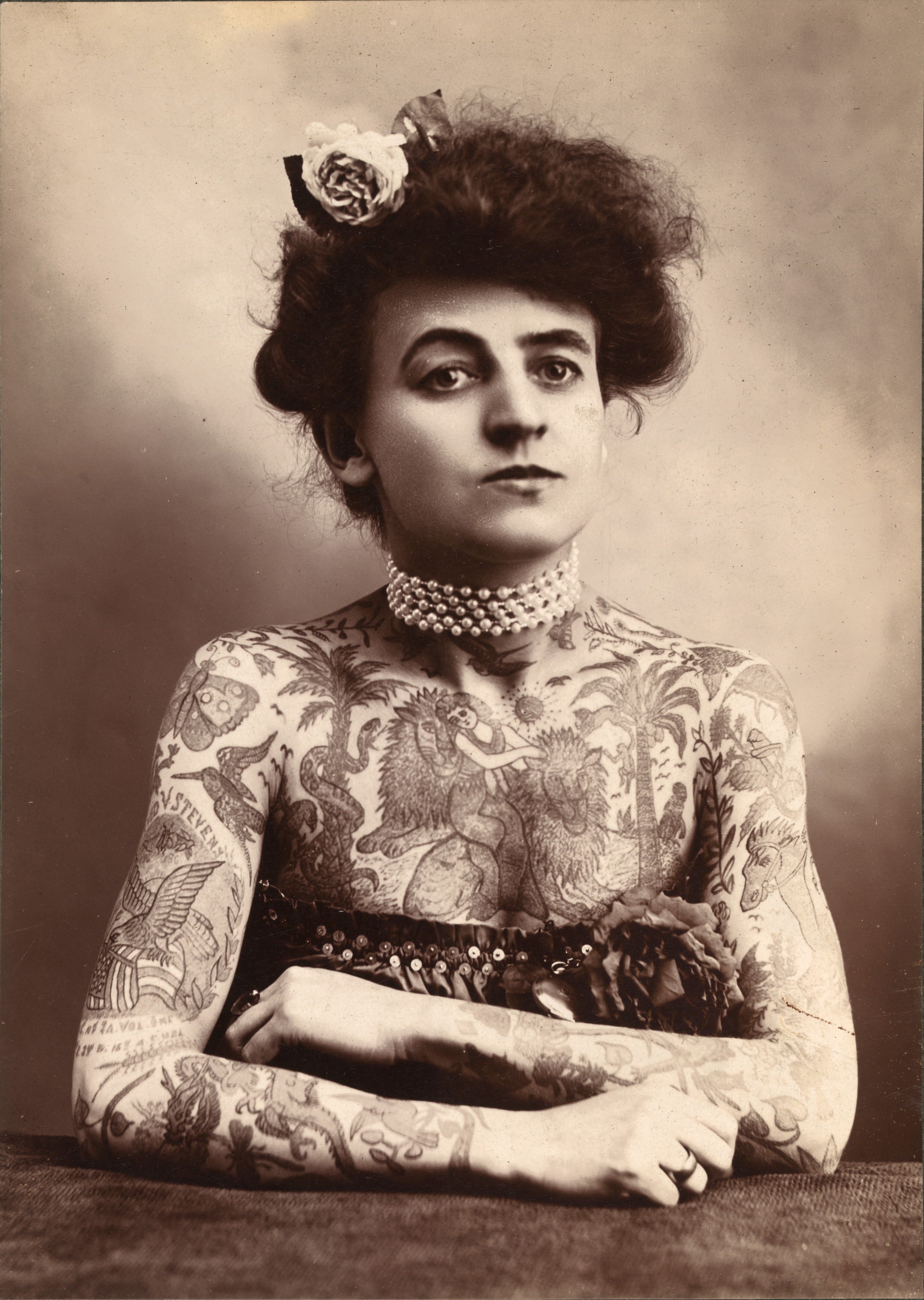 Maud Wagner, egy híres tetovált hölgy a századfordulóról (fotó: Wikipedia)