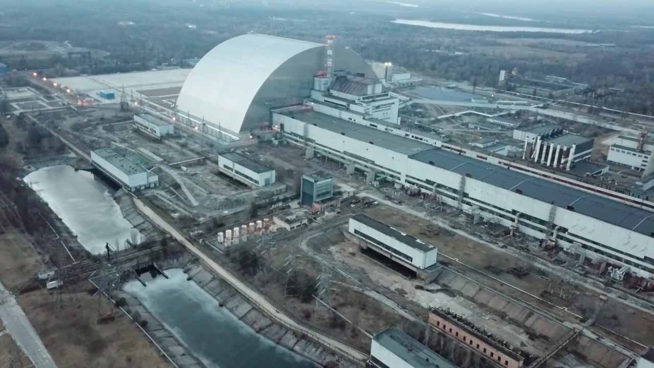 a csernobili erőmű madártávlatból