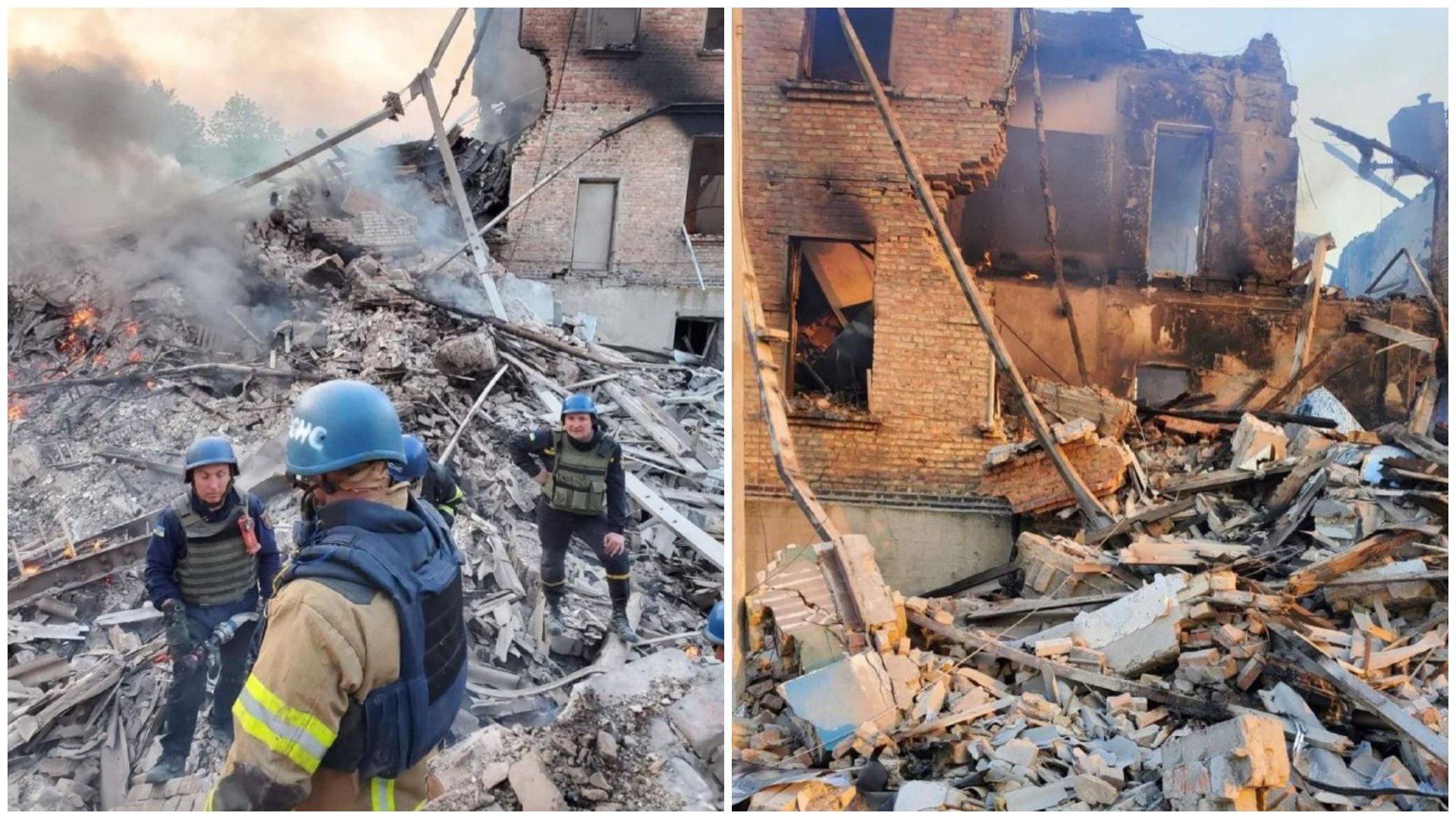 Az orosz erők által lebombázott iskola romjai az ukrajnai Bilohorivkában