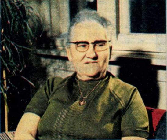 Berki Mihályné nyugdíjas főispán a hetvenes években (fotó: Ország-Világ)