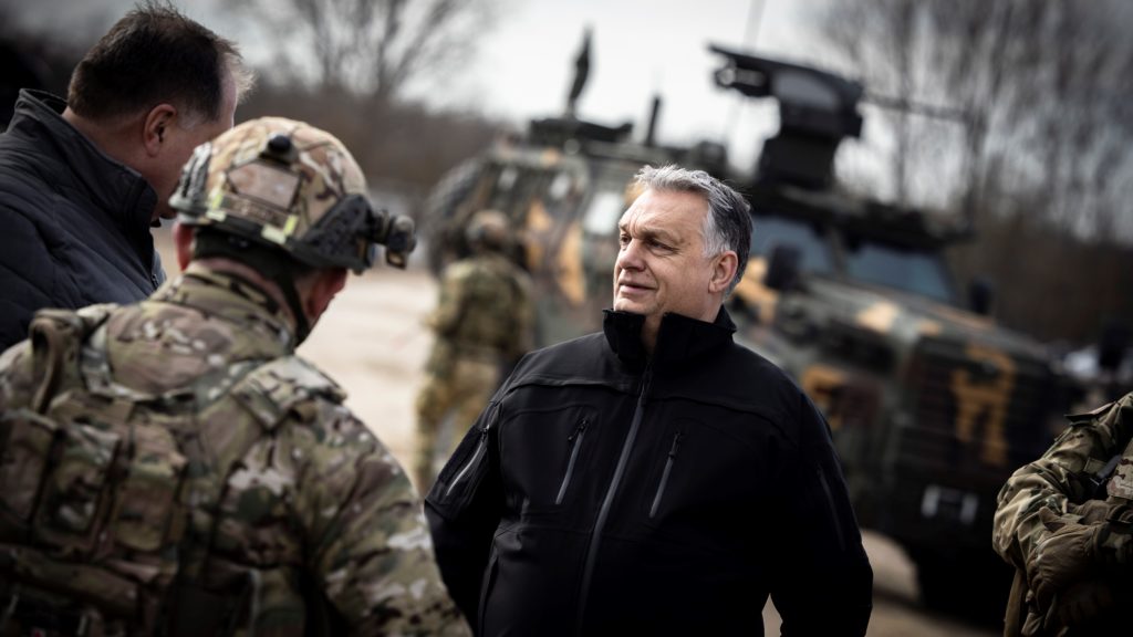  Orbán Viktor miniszterelnök határszemlét tart Hajdúhadházon 2022. február 26-án