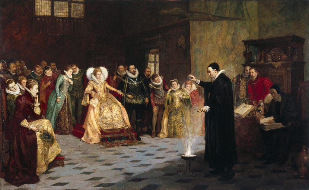 John Dee egy kísérletet mutat be I. Erzsébet udvarában (forrás: Wikipedia)