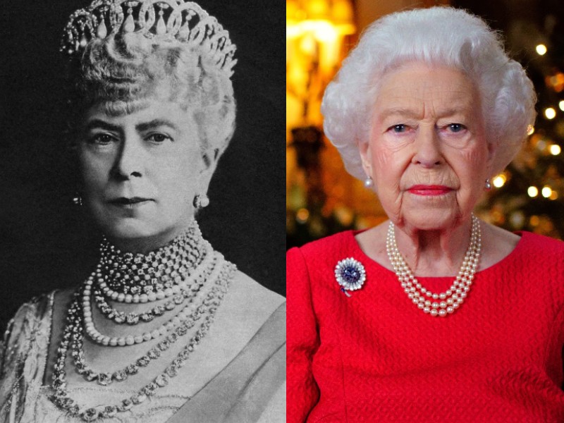 Teck Mária királyné és II. Erzsébet 