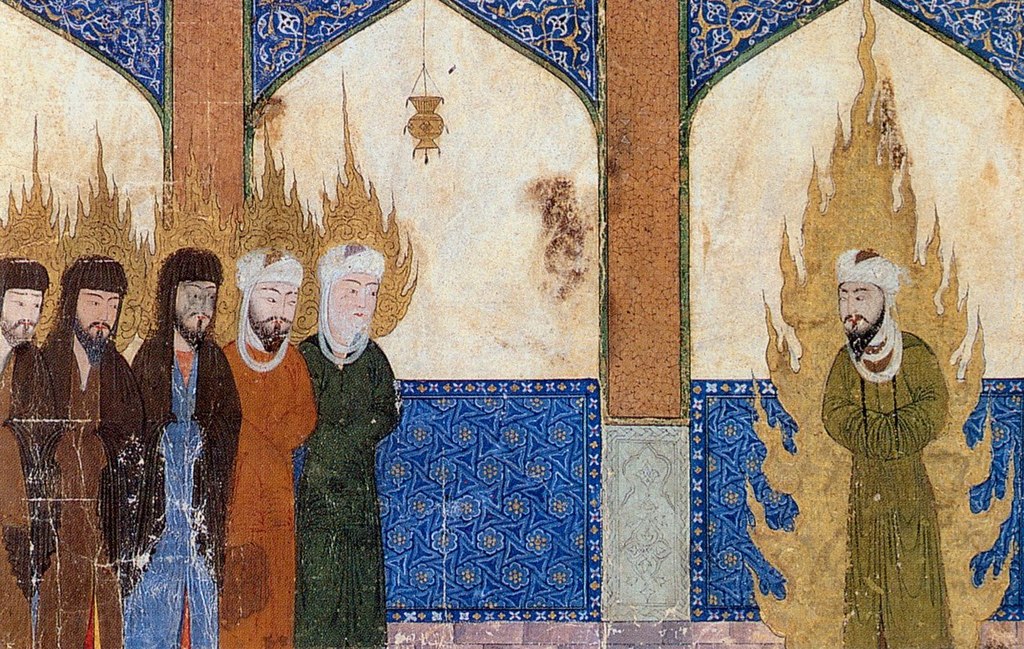 Mohamed próféta Jézus, Mózes és Ábrahám társaságában (forrás: Wikipedia)