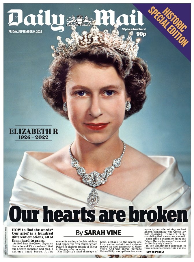 Daily Mail címlap II. Erzsébet