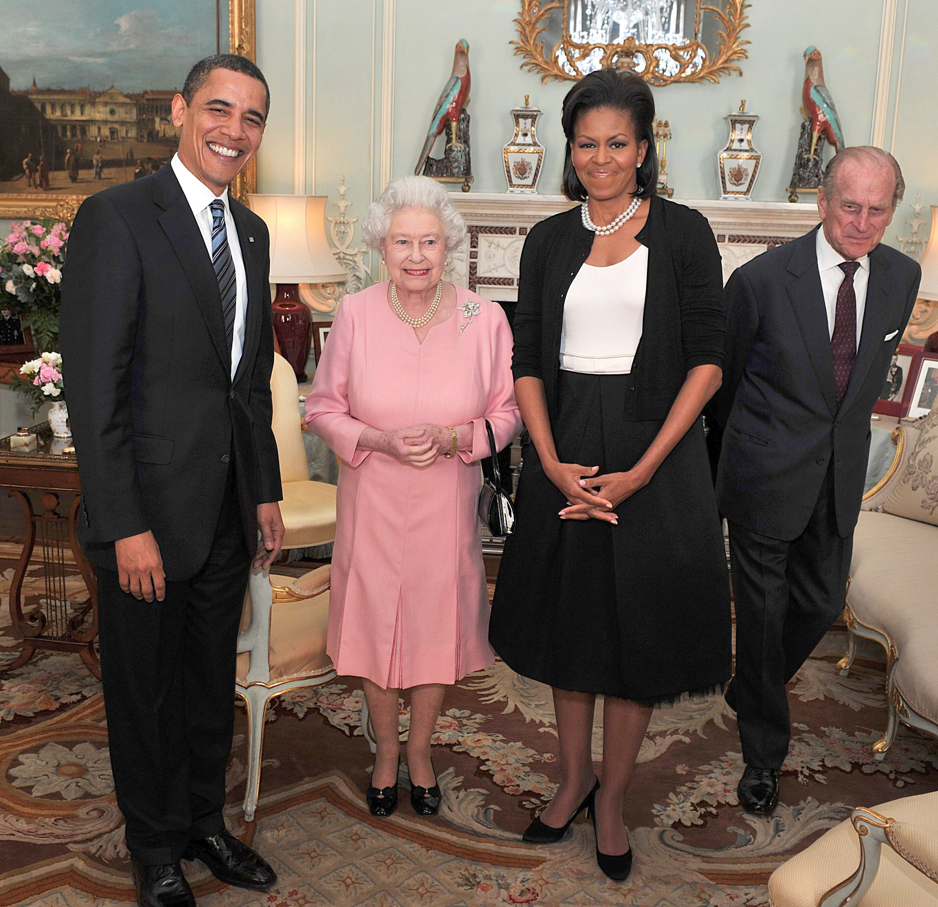 Barack Obama, Michelle Obama és II. Erzsébet