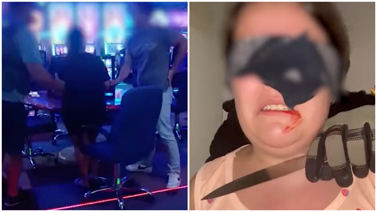 A montázson a rendőrségi elfogás egy kaszinóban, valamint a kamu emberrablásban szereplő nő videója