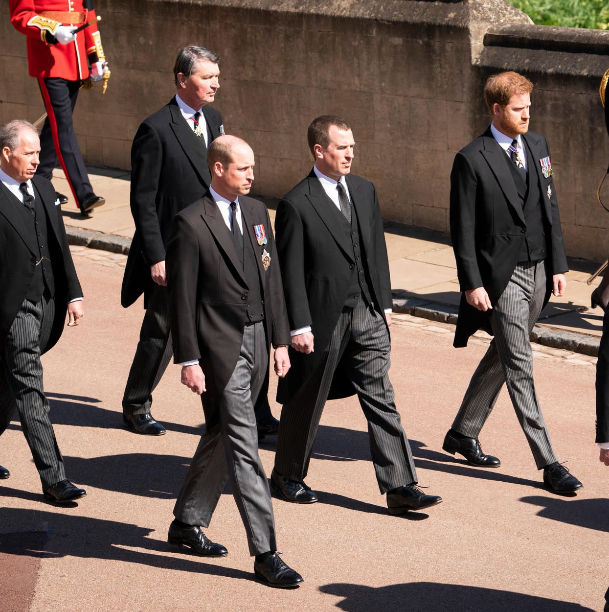 Vilmos herceg, Harry herceg, Peter Phillips Fülöp herceg temetésén