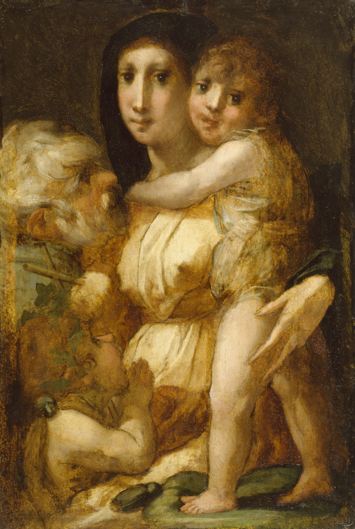 Rosso Fiorentino: A szent család a gyermek Keresztelő Jánossal (forrás: Wikipedia)