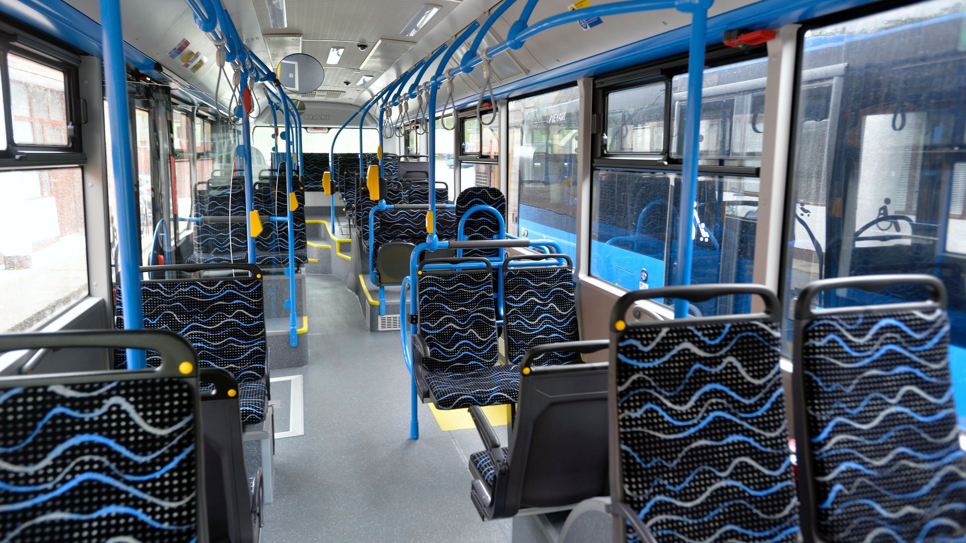 Új MAN Lion's City A21 típusú szóló autóbusz utastere a VT-Arriva Kft. Andor utcai telephelyén Budapesten 2015. április 28-án
