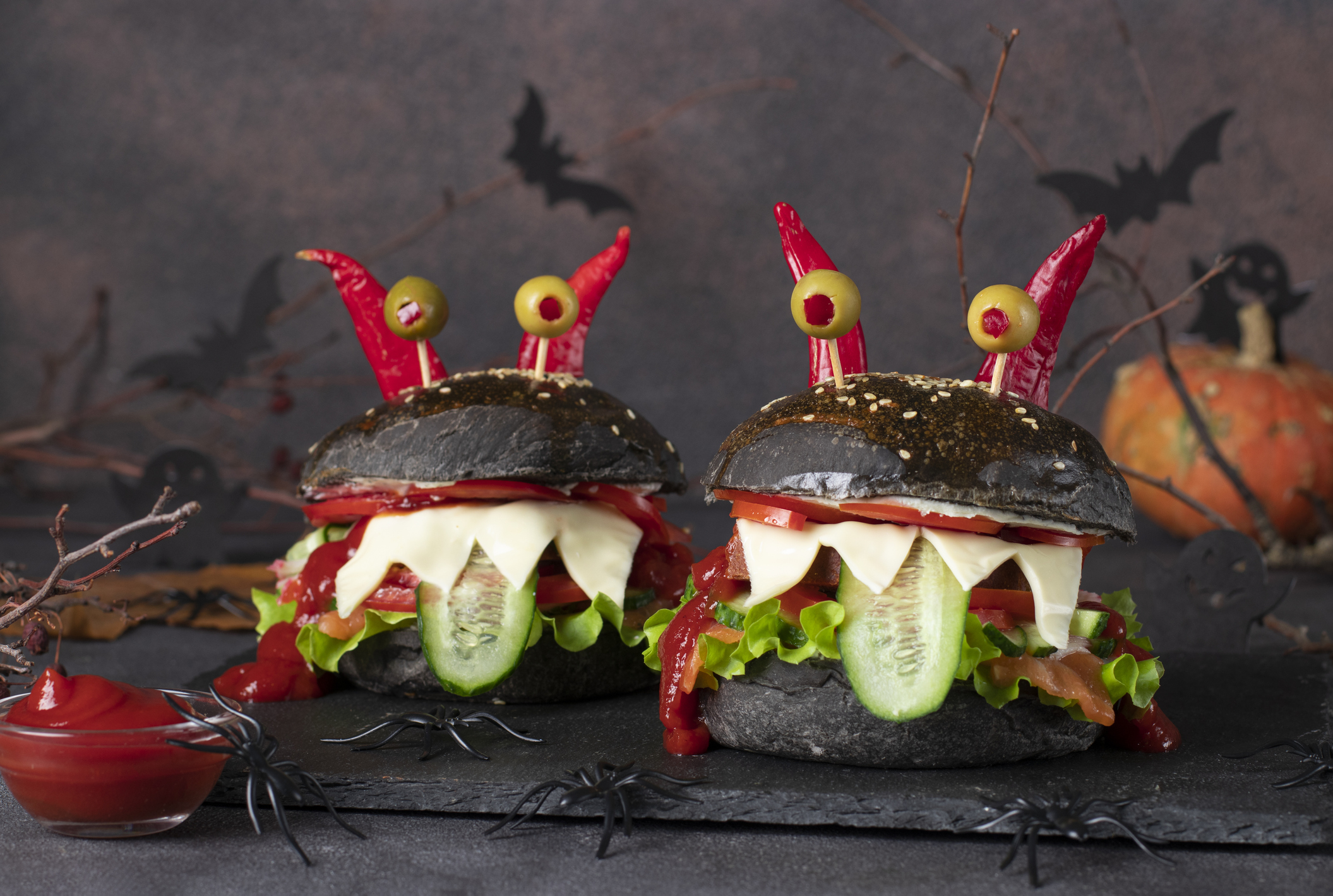Halloweeni szörny hamburgerek